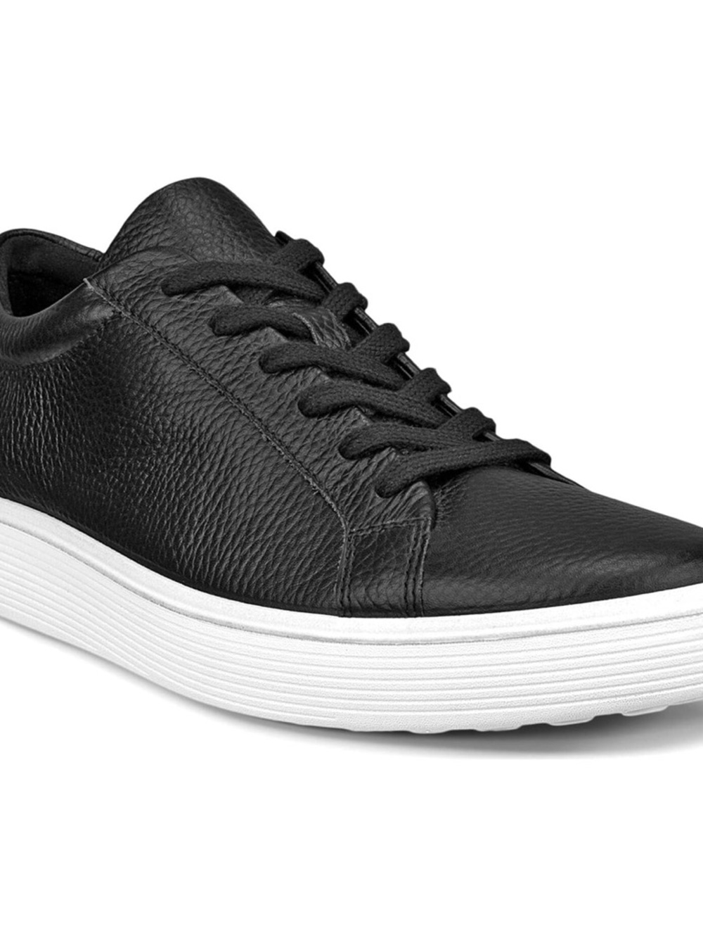 Men's Black Leather Lace-Up Sneakers
